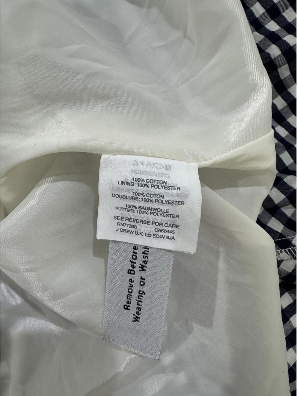 J. Crew Navy Gingham Plaid Fit & Flare Ruffle Midi Dress Size 8 NWOT Cottagecore - Picture 6 of 9